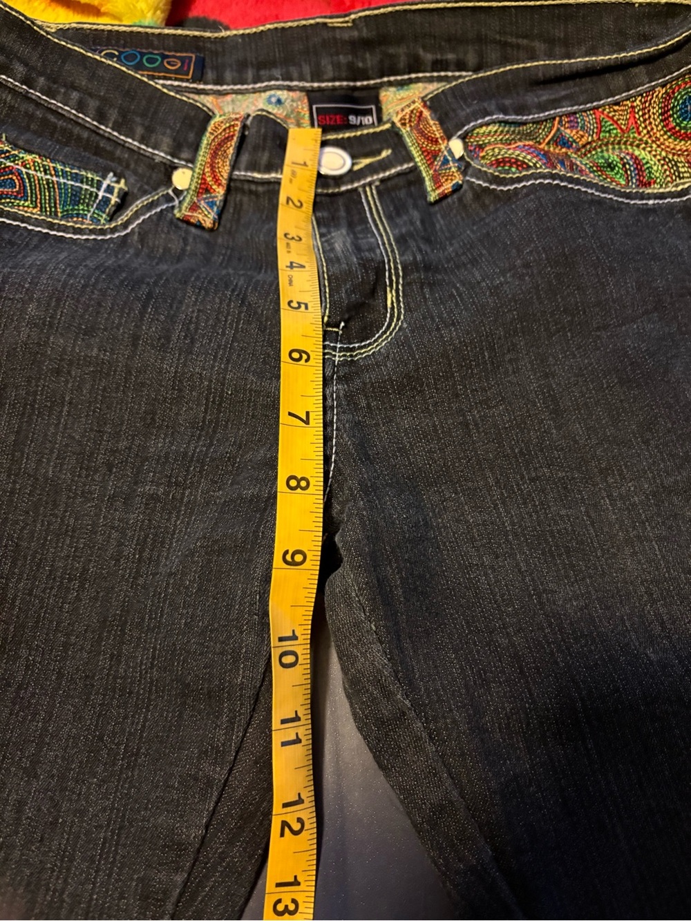 Coogi Dark Wash Jeans with Colorful Embroidered Trim - Picture 9 of 9